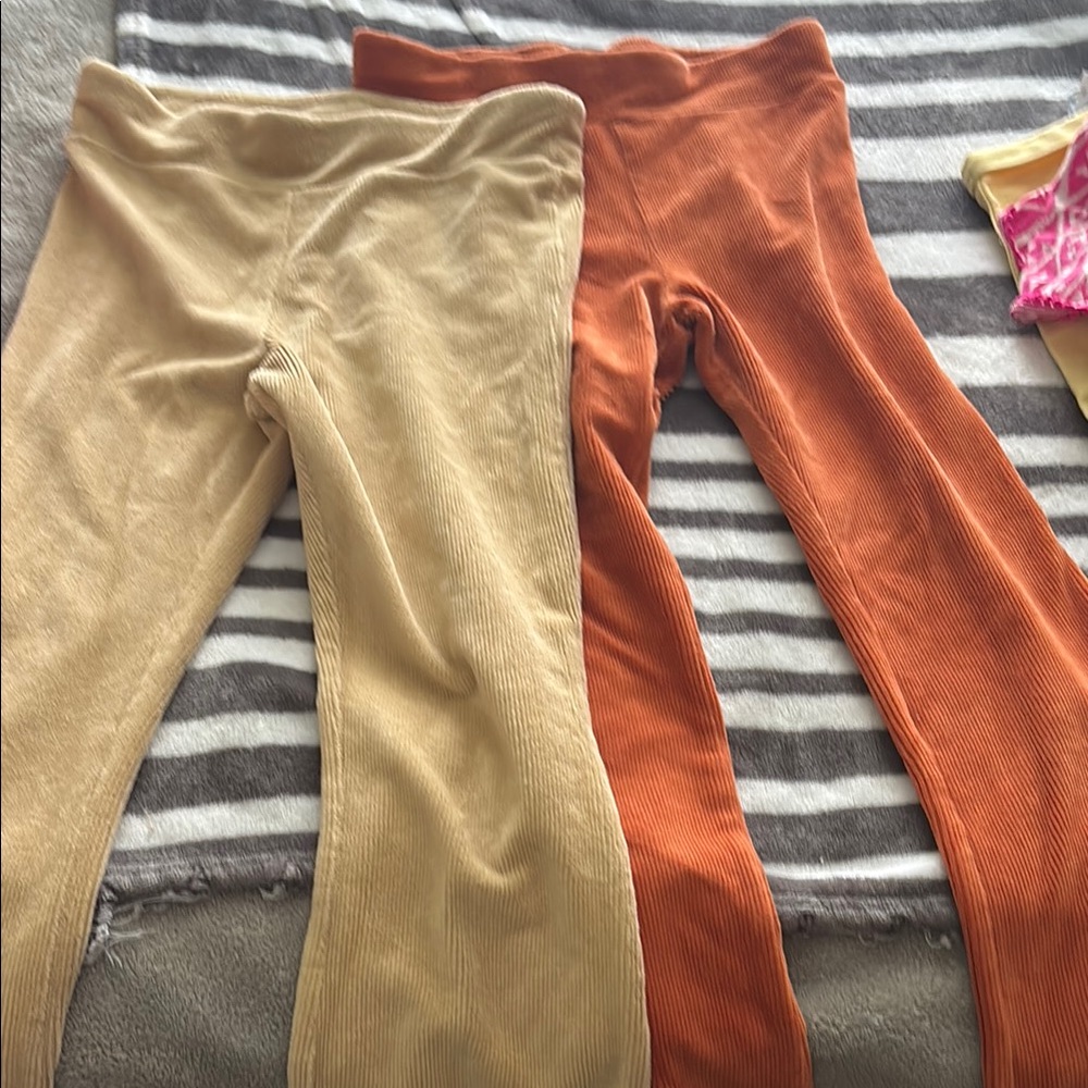 Kids Corduroy Pants Set - Tan and Orange
